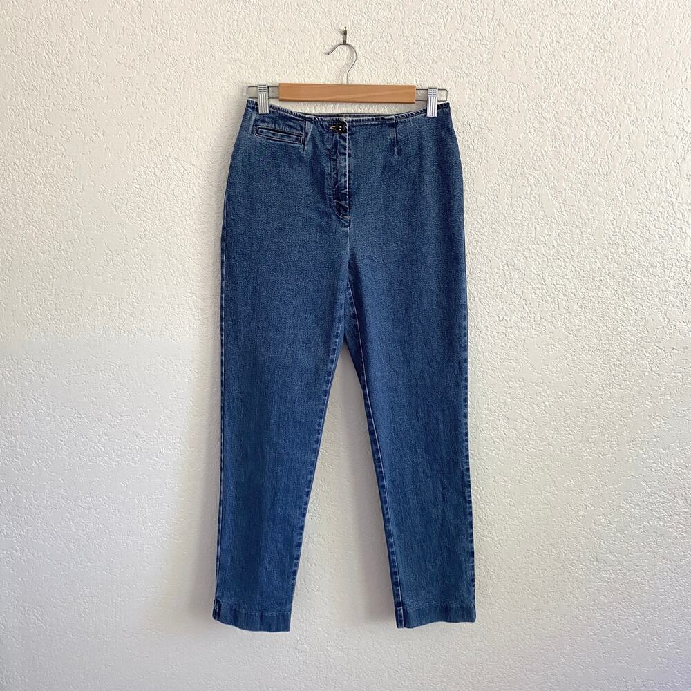 Vntg Jones New York Sport Denim Cigarette‎ Pant High Rise Crop Stretch Jean Sz 4